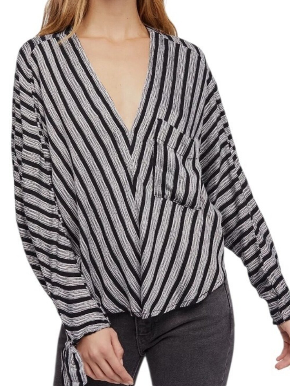 Free People "Morning Stripe" Dolman Sleeve V-Neck Top